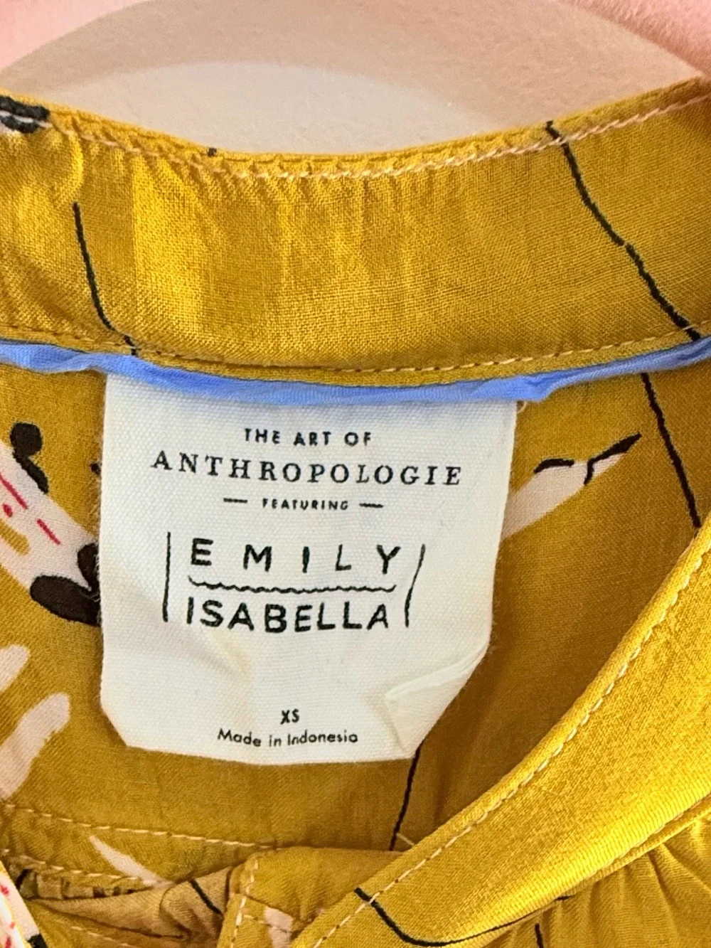 Anthropologie Emily Isabella Mustard Yellow Flying Trapeze Top